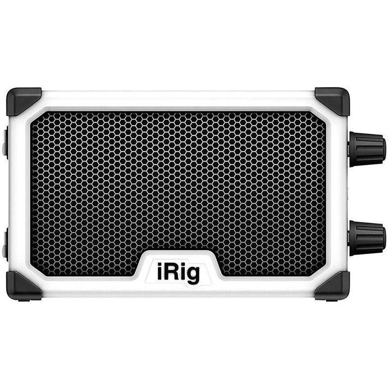 مضخم صوت جيتار محمول يعمل بالبطارية IK Multimedia iRig Nano Amp، مع دائرة iRig ومفتاح عادي/ساطع، مضخم صوت فئة B بقوة 3 واط ومكبر صوت نيوديميوم 3 بوصات، يعمل على 3 بطاريات AA (أبيض)